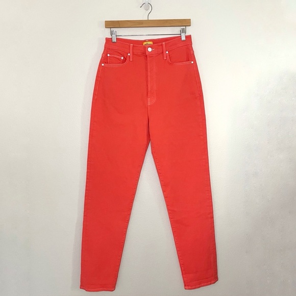 Mother The Tune Up Bona Fide Hover Slim Straight Jean Play Date Hot Coral 29 - Picture 6 of 16